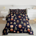 jejeloiu Xmas Nutcracker Comforter Set Queen Size Christmas Dark Blue Bedding Set for Kids Boys Girls Cute Snowflakes Duvet Quilt Bedroom Decor