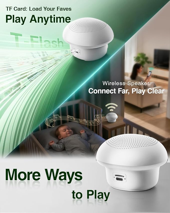 Portable White Noise Sound Machine for Baby Kids Adults with 20 Natural Soothing Sounds, 48H Playback, 30-Level Volume, 3 Timers, Memory & Night Light, Noise Canceling for Sleeping, Home, Travel, Mini
