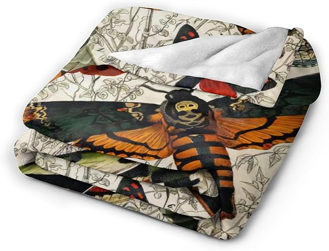 Moths Blanket Throws Moth Gifts Moths Lovers Throw Blanket for Women Men Kids Adults Soft Warm Cozy Fleece Blanket for Couch Sofa Bed 60"x50"