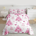 Feelyou Merry Christmas Kids Comforter Set Toddler Size Cute Snowman Bedding Set Cartoon Bowknot Duvet Quilt for Kids Boys Girls Bedroom Christmas Tree Decor Microfiber Ultra Soft Breathable