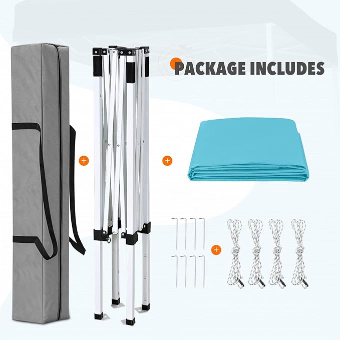 EAGLE PEAK 5x5 Pop Up Canopy Tent Instant Outdoor Canopy Easy Set-up Straight Leg Folding Shelter, Light Blue