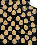 Thuswarm Cute Potato Kawaii Black Flannel Blanket Warm Cozy Soft Funny Print Throw for Bed Couch Sofa 120”×90” Extra Large for Family
