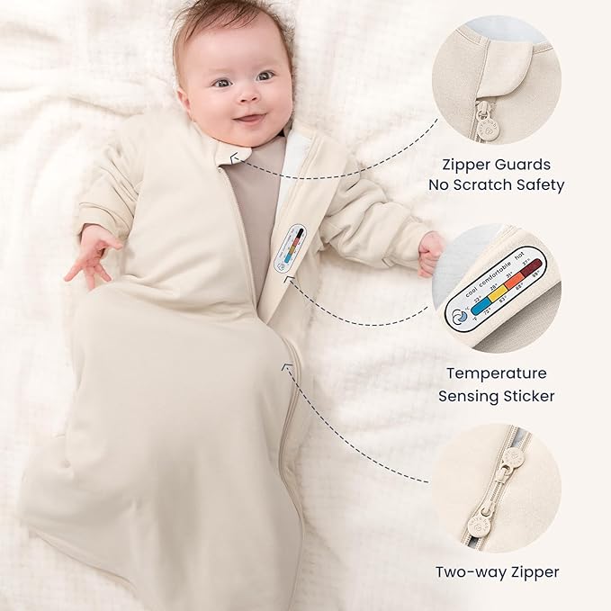 Unisex Sleeping Bag for Babies and Toddlers 1.0 Tog Sleep Sack 6-18 Months, Newborn Sleep Sack, Wearable Blanket Baby, One Piece Long Sleeves, Gifts for Baby