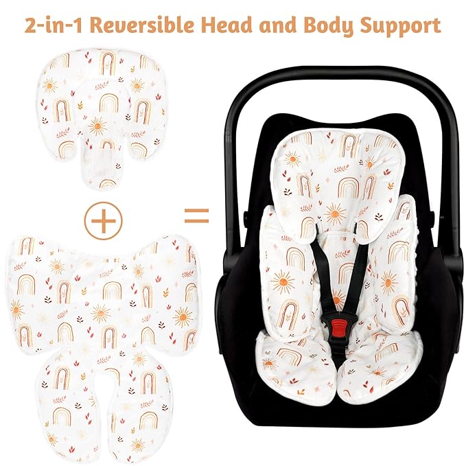 TANOFAR Infant Car Seat Head Support, Soft Baby Carseat Head & Body Support, Rainbow Baby Car Seat Insert Cushion for Newborn Boys