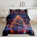 3D Christmas Tree Comforter Set King Size,Snowflake Glitter Polka Dot Duvet Insert for Kids Boys Girls Room Decor,Merry Christmas Bedding Set 3Pcs,Xmas Neon Style Fashion Quilt Set,2 Pillowcases