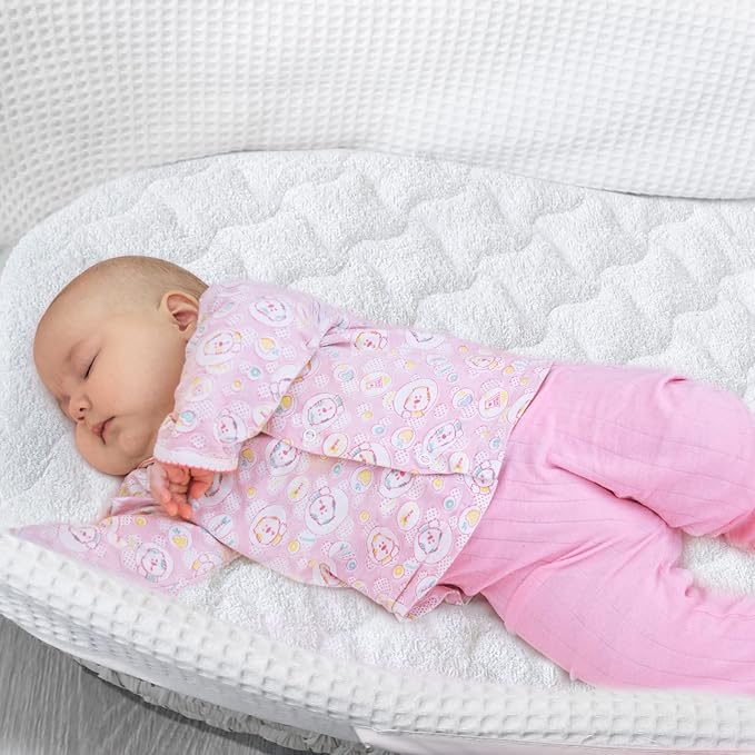 Bassinet Mattress Pad Cover 32" x 18"- Fit for Arms Reach Clear-Vue,Cambria, RONBEI, Chicco LullaGo Primo/Nest Bassinet, Cotton Terry Surface, Quilted
