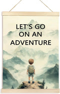 Hiuwevt Adventure Nursery Wall Art, Let's Go on an Adventure Poster Hanger Frame, Mountain Nursery Wall Art Home Decor for Kids Little Boys Toddler Room Bedroom Playroom, 12x16 Inch