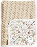 lulumoon Baby Blanket for Girls Floral: Soft Double Layer Minky Dot Backing - Warm Travel Stroller Blanket for Newborns 30"x40"(Floral)