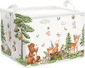 Forest Animals Baby Laundry Hamper Collapsible Clothes Kids Storage Basket Bear Fox Large Boys Girls Gift Toy Box Bin for Nursery, Squirrels, 36L
