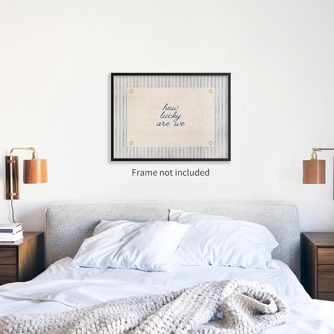 YYS Blue Trendy Inspirational Posters How Lucky Are We Wall Art Positive Affirmations Quote Minimalist Canvas Prints for Apartment Dorm Bedroom Wall Decor 12x16 inch Unframed