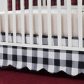 Brandream Scallop Edge Crib Skirt, Baby Boy Girl Gender Neutral Crib Skirt Toddler Bedskirt Farmhouse Chic Nursery Crib Bed Skirt, Boho Bohemian Solid Black White Plaid Buffalo Check bedskirt