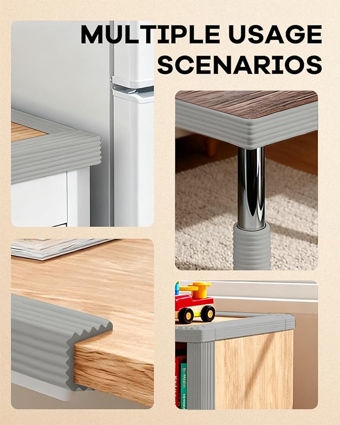 W Wide Edge Protector Strip Extra Thick Baby Proofing Bumper Guard with Strong Adhesive Child Safety for Table Desk Bed Cabinet Furniture in Home and Nursery (Grey)