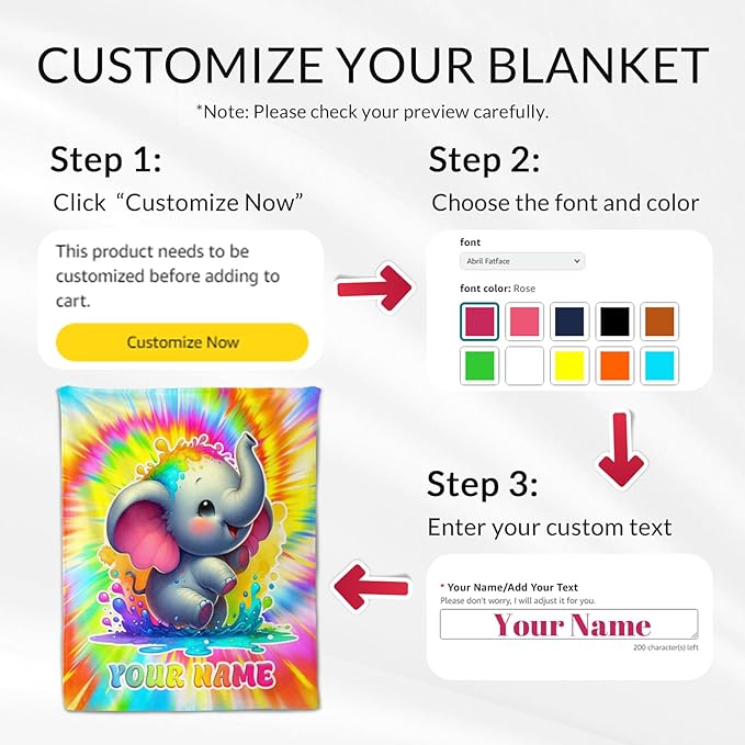 Custom Elephant Gifts for Women - 60" x 80" Inches Throw Blanket for Adults - Colorful Soft Fuzzy Blankets for Couch, Bed & Living Room