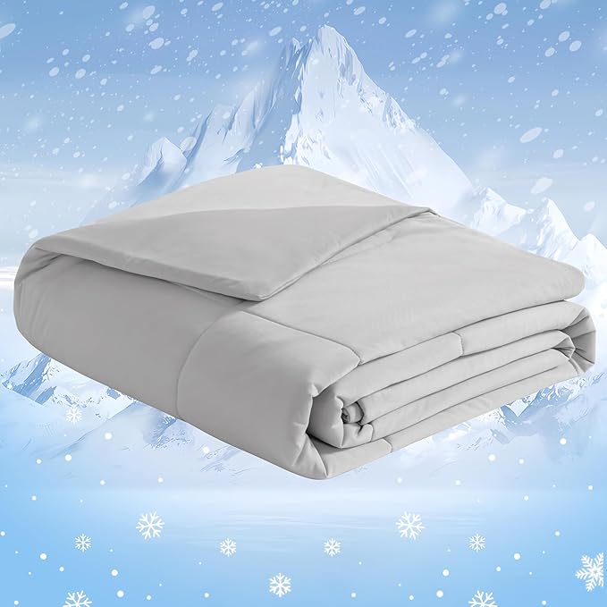 NTBAY Cooling Throw Blanket, 50x60 Inches - Japanese Double-Sided Cool Fabric with Q-Max 0.43, Soft Summer Couch Blanket for Adults, Kids and Pets, Light Grey