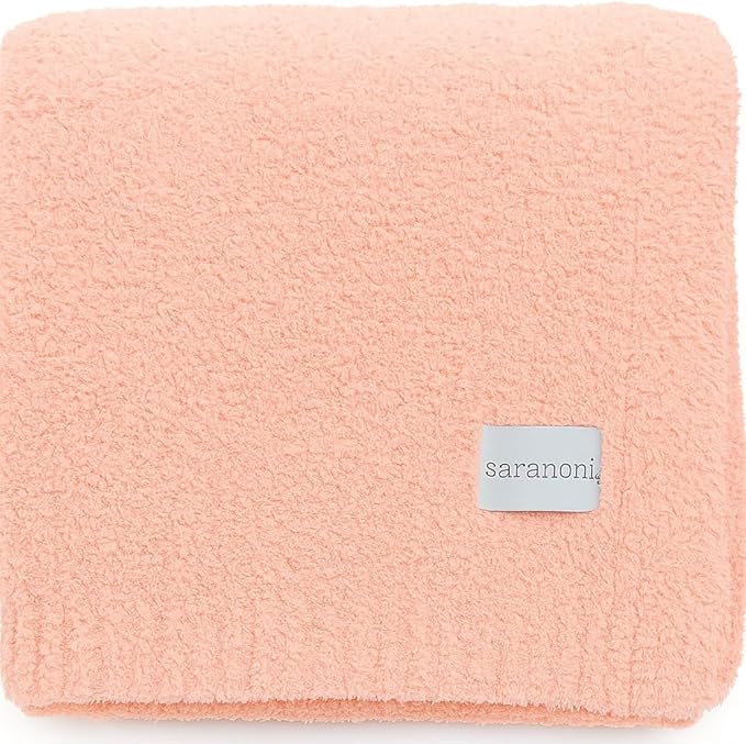 SARANONI Bamboni Luxury Baby Blanket | Cozy & Soft Plush Receiving Blankets | Perfect for Girls & Infant Baby Boy Blankets | Peach - 30” x 40"