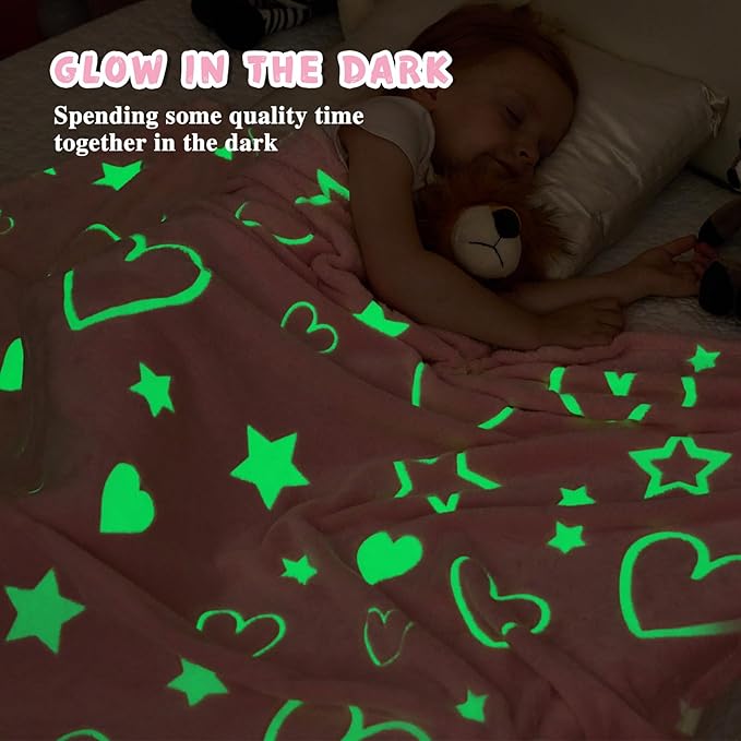 inhand Glow in The Dark Stars Blanket for Girls Boys Cute Kids Throw Blanket Funny Space Moon Galaxy Blanket Gaming Room Decor Toys Birthday Gifts Ideas Stuff for 1-10 Years Old (40"x60" Grey)