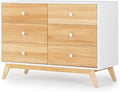 dadada Baby Merry 6-Drawer Dresser – Modern Nursery Dresser with Natural Wood Fronts, Soft-Close Drawers, Anti-Tip Safety Kit, Baby-Safe Finish – Spacious Storage for Nursery & Home (White/Natural)