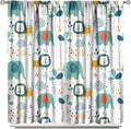 Cute Lions Blackout Curtains for Kids Bedroom,Cartoon Tropical Plants Birds Elephants Print Pattern Window Drapes,Funny Animal Thermal Insulation Curtain for Nursery Baby Room 55x63in