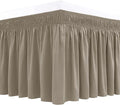 Biscaynebay Wrap Around Bed Skirts for Queen Beds 15" Drop, Taupe Adjustable Elastic Dust Ruffles Easy Fit Wrinkle & Fade Resistant Silky Luxurious Fabric Machine Washable