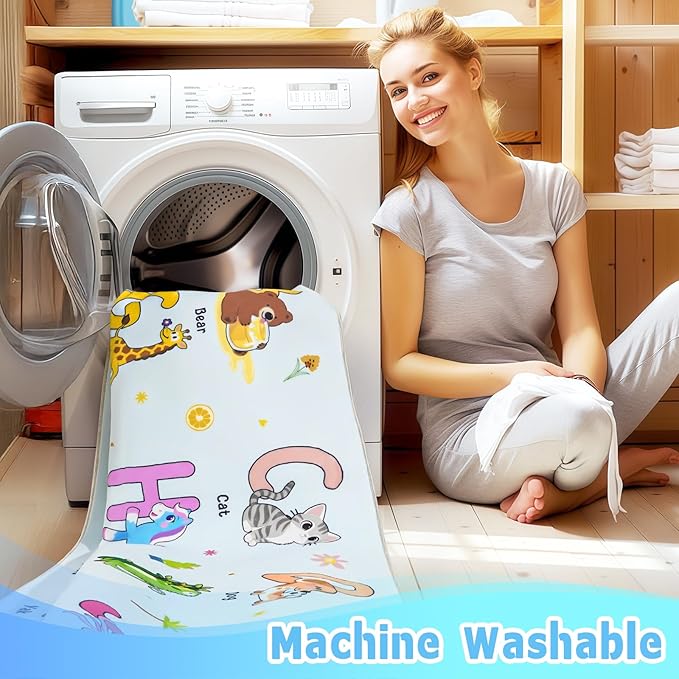 Kids Rugs for Playroom, 3x4 Feet Educational Rug for Learn The ABC Alphabet, Soft Machine Washable Non-Slip Cute Cartoon Animals Carpet for Classroom Toddler Nursery Kids Room Decor, Blue
