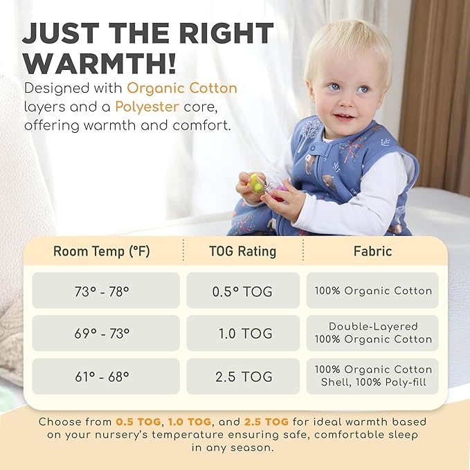 Mama Cheetah Toddler Sleep Sack with Feet 4T - 5T, 2.5 TOG Organic Cotton Baby Sleeping Bag with Legs, Baby Wearable Blankets for Walkers w/ 2-Way Zipper, Baby Sleep Sack for Girls & Boys, XL
