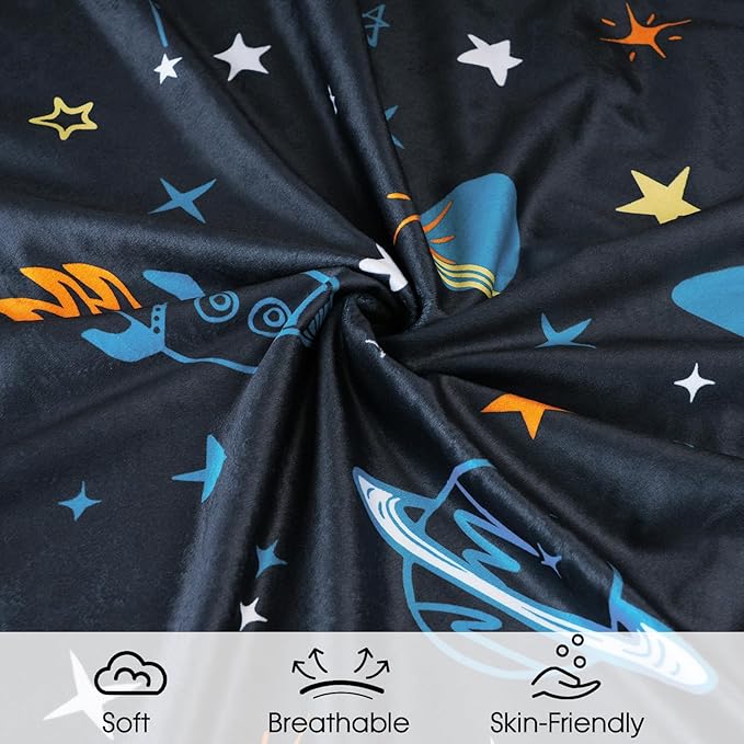 david's kids Micro Fleece Minky Baby Blanket for Boys with Double Layer and Soothing Raised Dots, Breathable and Soft Lightweight Receiving Blanket for Newborns, 50x60 Inches, Space