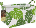 HUNRUNG Rectangle Storage Basket Cute Canvas Organizer Bin for Pet/Children Toys, Books, Clothes Perfect for Rooms/Playroom(Leaf)