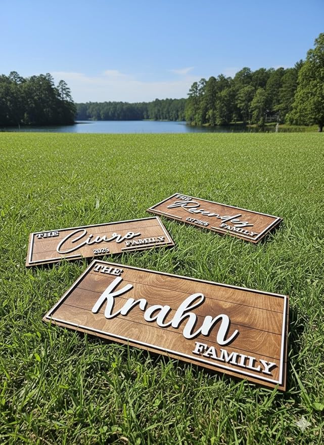 Personalized Custom Wood Name Sign for Home, Office, Nursery, Wedding, Baby Shower (Art Deco, Walnut, Large)