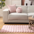 Ashler Faux Rabbit Fur Rug, Pink 4x6 FT Fluffy Soft Area Rug, Rectangle Fuzzy Carpet for Living Room, Bedroom, Machine Washable Shaggy Nursery Rug - 3D Bubble Rug