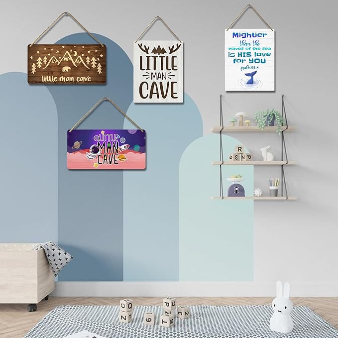 Rustic Deer Forest Animal Wood Sign, Nursery Room Decor for Boys, Little Man Cave Sign, Wooden Wall Art for Boys Bedroom, Farmhouse Signs, 10x8 Inch