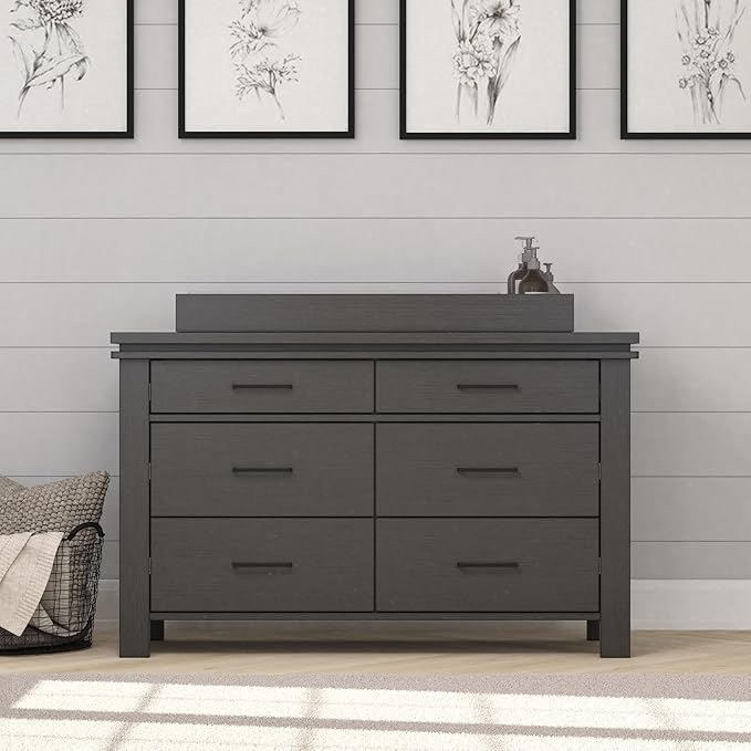 Child Craft Universal Changing Table Toppers, Attach to Dresser for Diapering Surface (Midnight Gray)
