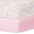 Little Grape Land Crib Sheets for Girls, Soft Microfiber Fitted Baby Sheets for Standard Crib and Toddler Mattress, 28x52x8 inch,Comfortable & Secure Fit (Pink & Floral)