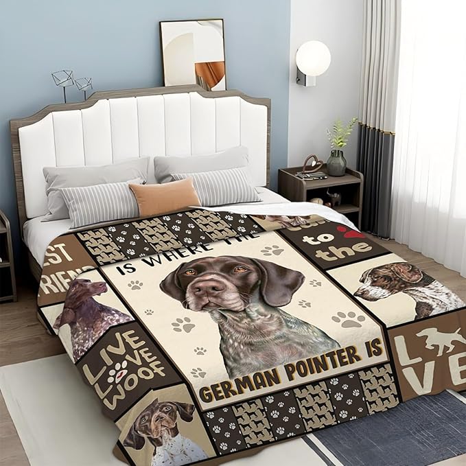Tijuboni German Shorthaired Pointer Throw Blanket Dog Gifts for Girls Boys Women Men Kids Adults Soft Flannel Fleece Blanket for Couch Sofa Bed Home Decor 50"x60"