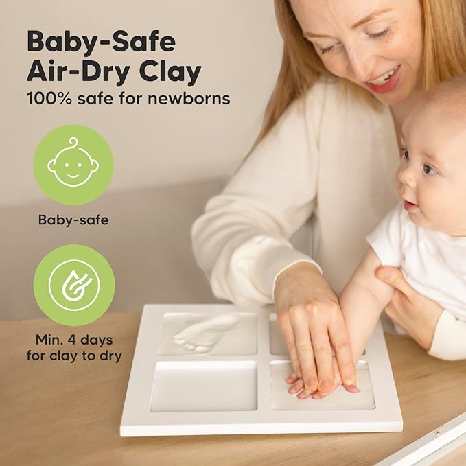 KeaBabies Baby Hand and Footprint Kit - Baby Footprint Kit, Clay Handprint Keepsake Frame, Nursery Picture Frame For Newborns, Personalized New Mom Gifts for Showers & Registry (Alpine White)
