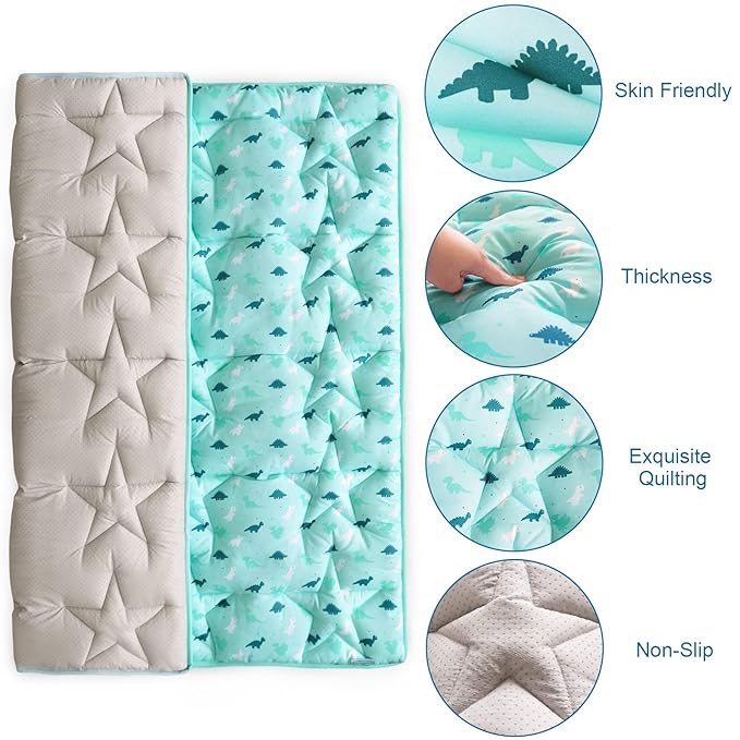 SPRINGSPIRIT Portable Baby Play Mats for Floor, Thicken Foldable Baby Playmat, Non-Slip & Washable Playpen Mat, 43" X 43", Dinosaur
