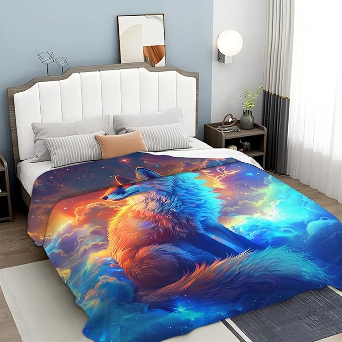Tijuboni Fox Throw Blanket Fox Gifts for Girls Boys Women Men Kids Adults Soft Flannel Fleece Blanket for Couch Sofa Bed Home Decor 60"x80"