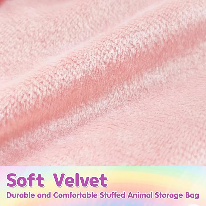 Jorbest Stuffed Animal Storage Bean Bag Chair for Kids and Adults, Luxury Velvet Stuffed Animal Bean Bag Storage, Cover Only(Sweet Pink 200 L/52 Gal)
