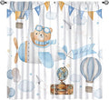 Blue Bear Curtains, Cute Lovely Bear Adventure Airplane Cloud Pastel Blackout Window Treatments, Rod Pocket Thermal Insulated Drapes 2 Panel Sets for Kids Bedroom Nursery Classroom, 84"W X 84"L