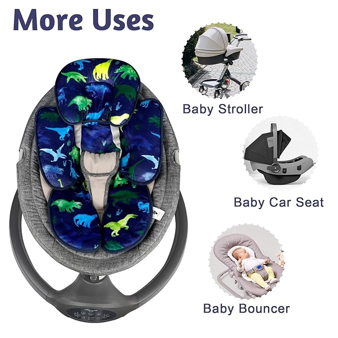 TANOFAR Car Seat Head Support Infant, Dinosaur Infant Car Seat Insert, 2-in-1 Reversible Baby Car Seat Head and Body Support, Soft Baby Car Seat Cushion for Newborn Boys