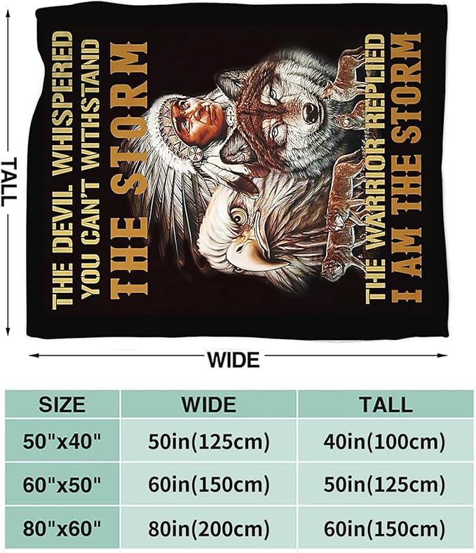 Tijuboni Native American Throw Blanket Indian Wolf Eagle Gifts for Women Men Girls Boys Kids Adults Soft Flannel Fleece Blanket for Couch Sofa Bed Home Decor 40"x50"