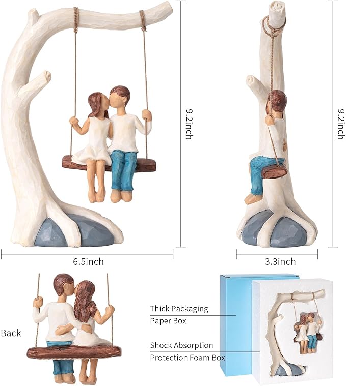 Romantic Couple Swing Statue.Kissing Sculpture Anniversary Wedding Gifts for couple,Valentine's Day and birthday Gifts for Wife or Girlfriend.Sweet Home Decoration. Conveying Love's Romance and Warmth