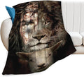 Tijuboni Lion Lamb Throw Blanket Christian Religious Gifts for Women Men Girls Boys Kids Adults Soft Flannel Fleece Blanket for Couch Sofa Bed Home Decor 50"x60"