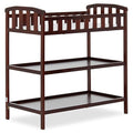 Dream On Me Emily Changing Table, Compact and Portable, Solid New Zealand Pinewood, Safety Rails, Two Storage Shelves, Includes Water-Resistant 1" Changing Pad — Espresso