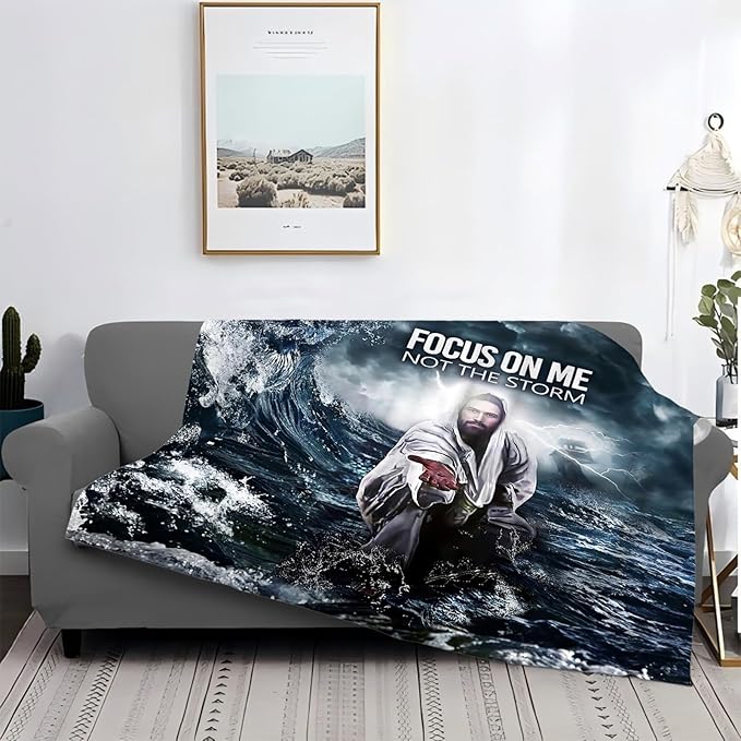 Tijuboni Christian Jesus Throw Blanket Religious Faith Gifts for Women Men Girls Boys Kids Adults Soft Flannel Fleece Blanket for Couch Sofa Bed Home Decor 60"x80"
