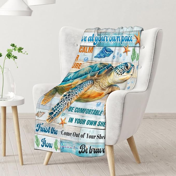 Turtle Stuff for Girls - 50" x 60" Inches Sea Turtle Blanket Gifts for Kids - Colorful Warm Cozy Blankets for Couch, Bed & Travel