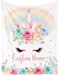 Personalized Horse Blanket with Name for Girl, Custom Name Blanket for Kids, Soft Flannel Pink Horse Toddler Blanket Customized Gift for Birthday Christmas Baby Shower Newborn Gift 60" X 80"