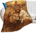 Jesus Blanket Lion Lamb Throws Christian Cross Print Plush Fuzzy Fleece Blankets Gifts for Girls Boys Women Super Soft Warm Cozy God Eagle Stuff for Men Women Couch Bed Sofa Bedding Decor 60"x50"