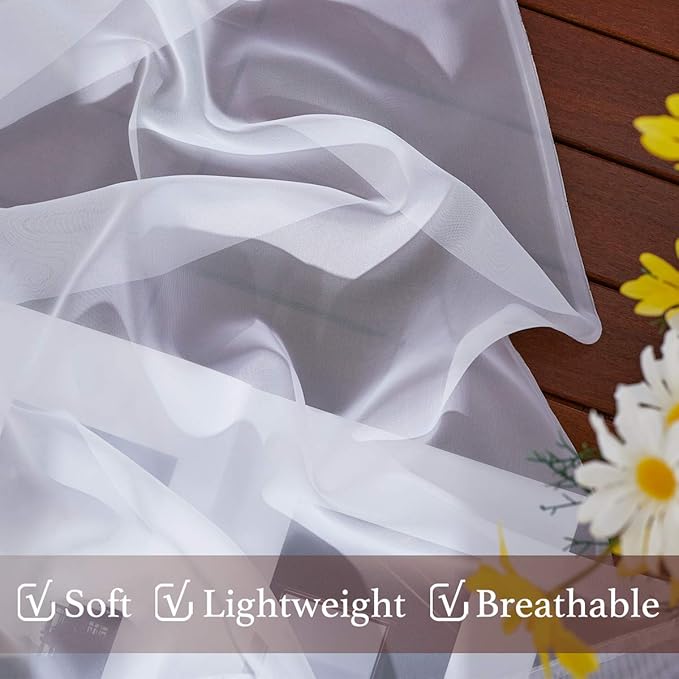 NICETOWN Sheer Valances for Windows 216 inch Length, White Window Scarf Drapes Versatile Wedding Arch Draping Canopy Curtains for Bed/Big Events, 30 inch Width, Sold by 2 PCs