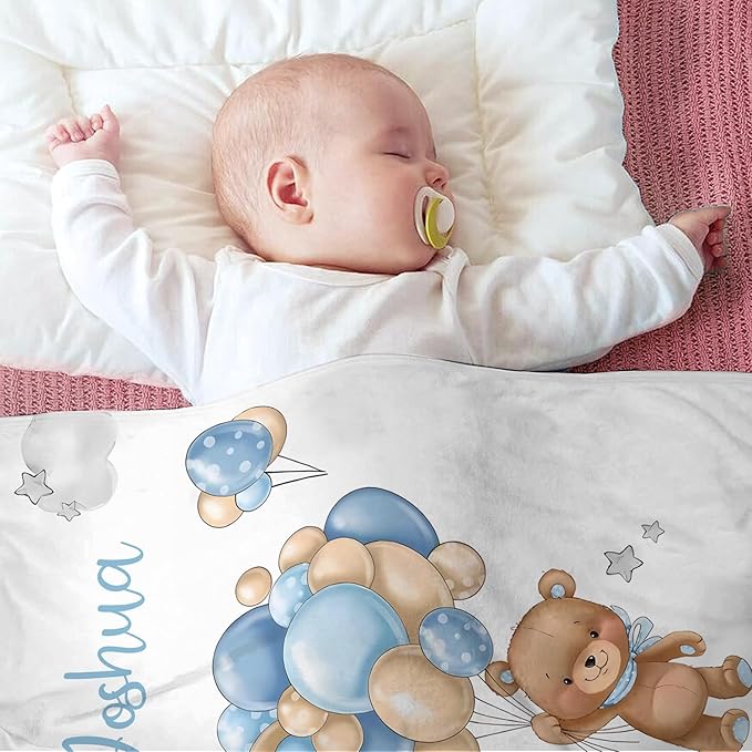 Personalized Baby Blanket with Name - Customized Soft Flannel Blanket for Boys & Girls (50x60 Inches) - Ideal Gift for Baby Shower, Birthday, Christmas, Newborn