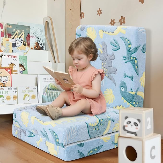 MeMoreCool Foldable Floor Mattress for Kids, Toddler Floor Nap Mat for Sleeping Daycare, Small Child Foldable Mattress Floor Bed, Trifold Futon Portable Tri Folding Mattress, Glow 63x26 Inch